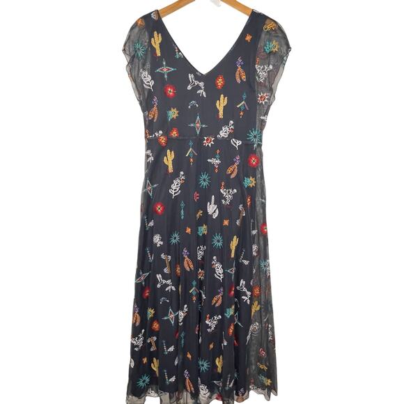 JOHNNY WAS JADE Women’s Southwestern Embroidered Blue Maxi Dress - Picture 6 of 8